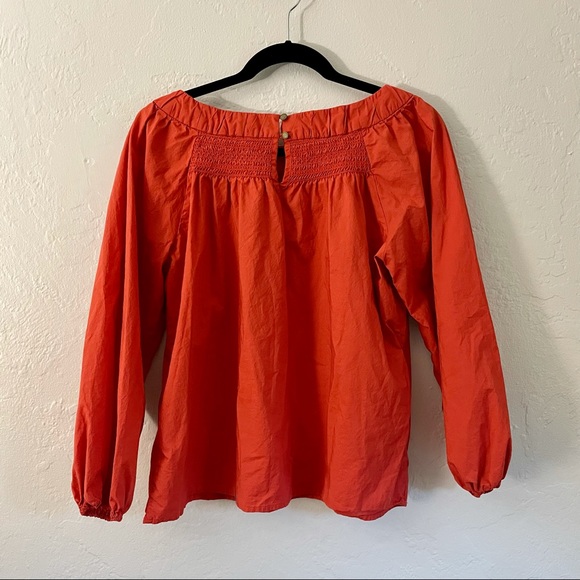 Anthropologie Maeve Jessie red smocked swing top - Picture 8 of 9